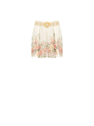 White Floral-Print Shorts
