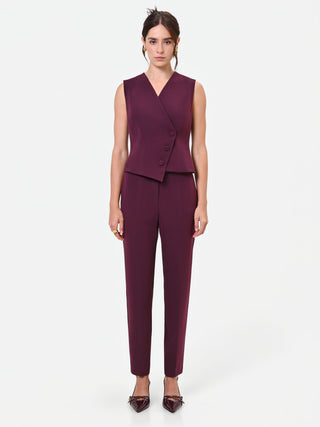 Gilet Studio asimmetrico bordeaux rosso in crepe