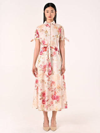 Robe chemise en coton imprimé fleuri