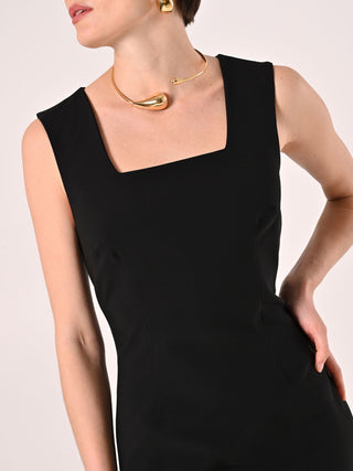 Sheath Dress in Black Technical Fabric