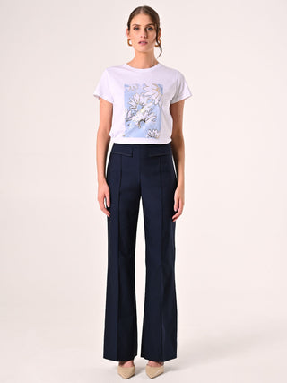 Pantaloni Blu in Cotone con Patte