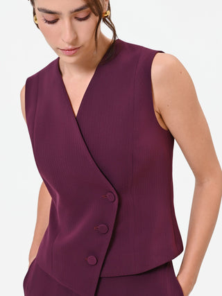 Gilet Studio asimmetrico bordeaux rosso in crepe