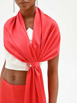 Stola rosso fragola in raso liscio