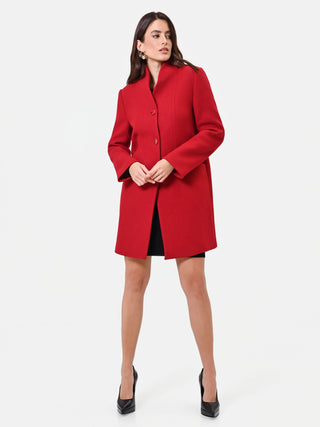 Manteau rouge à simple boutonnage et col officier