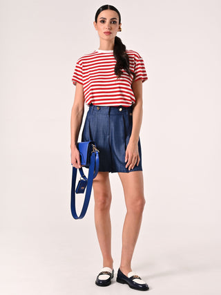 Denim-effect Mariniére Bermuda Shorts