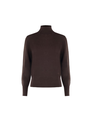Maglia a dolcevita in viscosa marrone moro