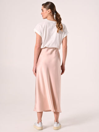 Pink Satin Pencil Skirt