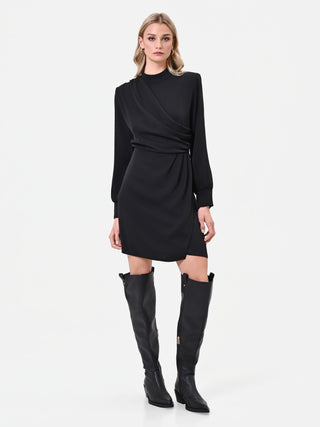 Brown Asymmetrical Draped Sheath Dress