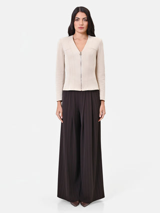 Short Beige Taupe Zip Coat