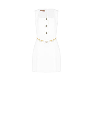 Robe blanche à détails dorés