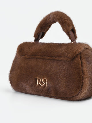 Sac à main effet fourrure couleur chocolat