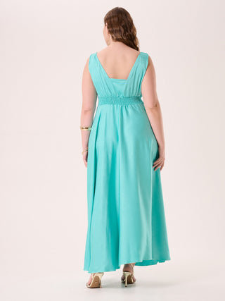 Robe longue curvy vert d’eau