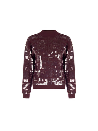 Burgundy Viscose Sweater with Sequins