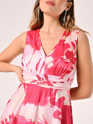 Robe longue imprimé fleuri rose pâle