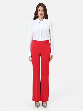 Pantalone Flared Rosso in Tessuto Tecnico