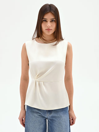 Cream blouse with side draping