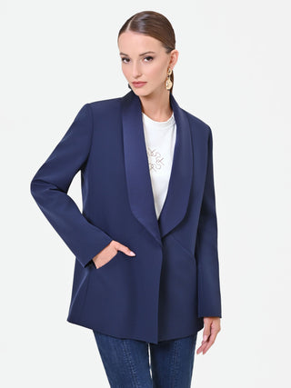 Navy Blue Shawl Collar Jacket
