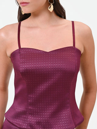 Bordeauxrotes Bustier-Top aus Satin