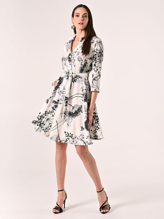 Chemisier stampa Floreale Black & White