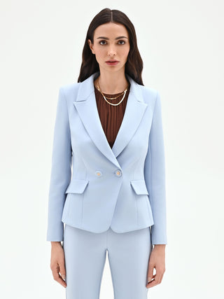 Sky Blue Peak Lapel Blazer