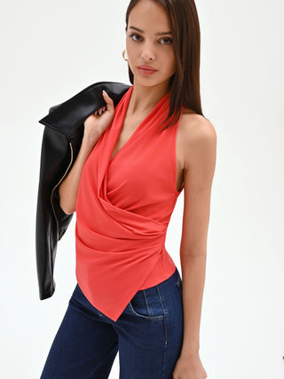 Strawberry Red Crossover Top