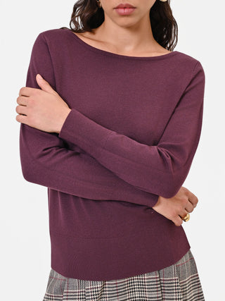 Burgundy Viscose Boat Neck Sweater