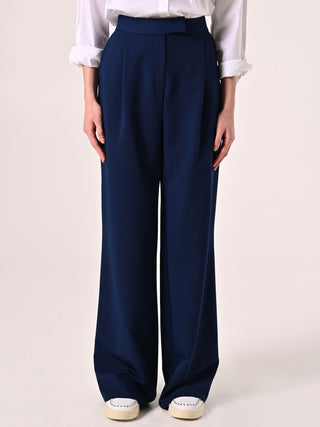 Blue Pleated Trousers in Polyviscose