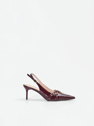 Escarpins slingback bordeaux à brides croisées