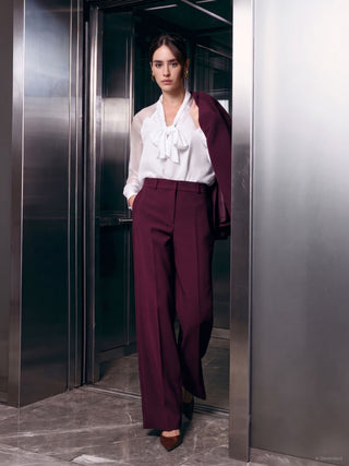Pantalone Studio bordeaux rosso con piega centrale