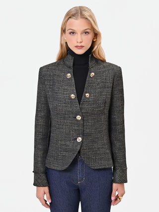 Structured Military Green Basketweave Jacket