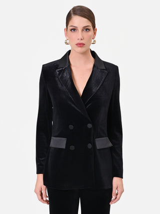 Black Double-Breasted Peak Lapel Jacket