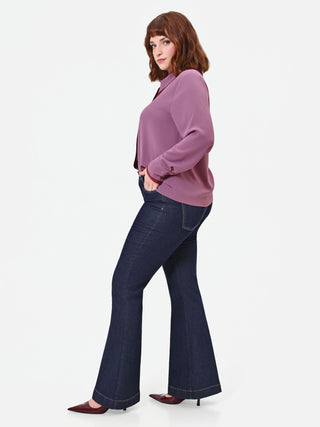 Blaue Curvy High-Waist Flare-Jeans