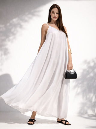 Abito lungo panna bianco stile sottoveste