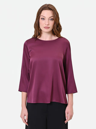 Blouse en satin rouge bordeaux