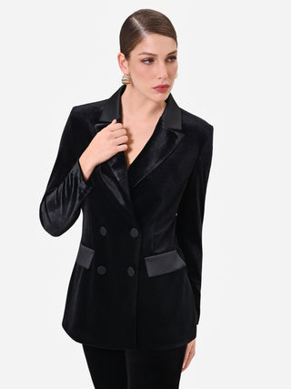 Black Double-Breasted Peak Lapel Jacket