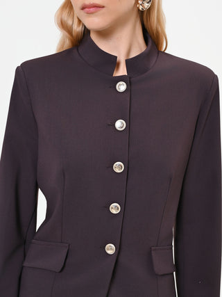 Veste structurée marron foncé en polyviscose