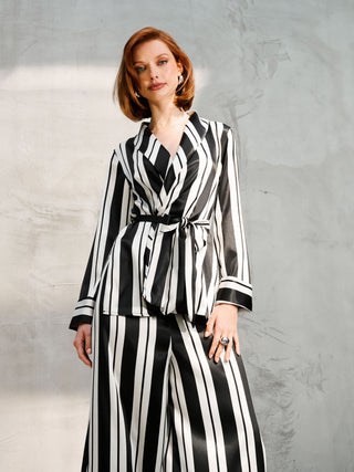 Giacca Leggera a Righe Black & White