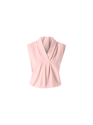 Pink Blouse with Fold-Over Neck