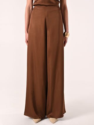 Pantaloni in Raso Marrone