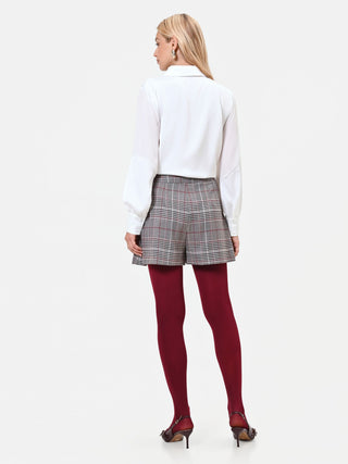 Taupe and Beige Prince of Wales Check Polyviscose Skort