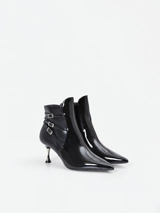 Black Strappy Stiletto Ankle Boot