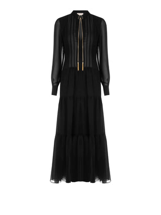 Maxi Abito in Crepe Georgette Nero