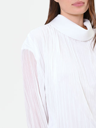 Blouse plissée à manches longues crème