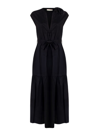 Abito Curvy Nero in Lino Viscosa