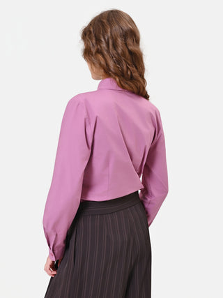 Camicia in cotone rosa antico con pinces