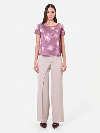Altrosafarbene Bluse mit Blumenprint