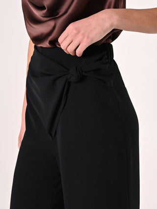 Textured Knot Trousers in Black