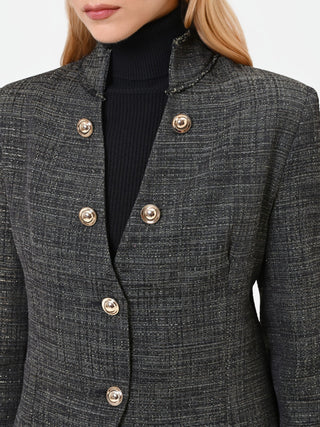 Structured Military Green Basketweave Jacket
