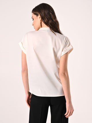 White Blouse with Mandarin Collar