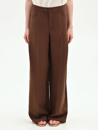Chocolate Pleated Palazzo Trousers